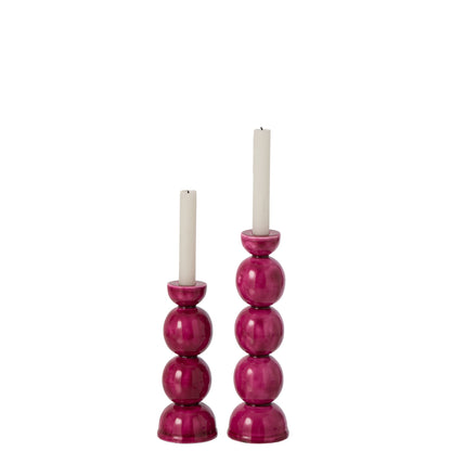Juego de 2 portavelas de hierro fucsia J-Line
