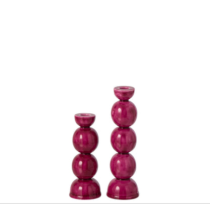 Juego de 2 portavelas de hierro fucsia J-Line