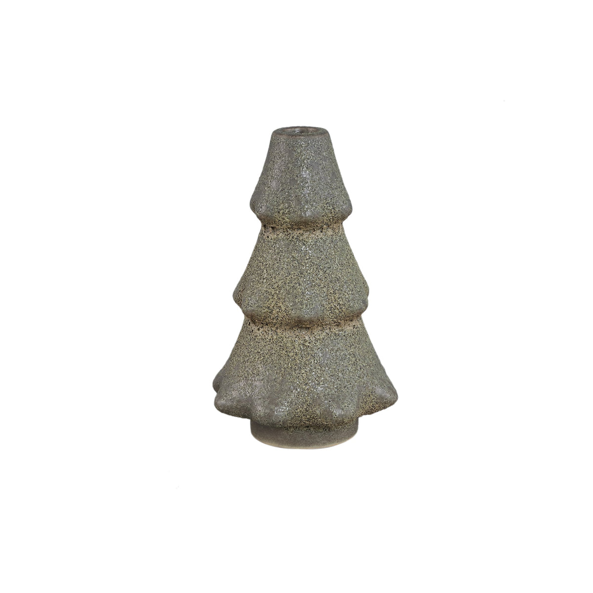 Set Van 2 Malin Kandelaars Kerstboom Keramiek Groen Ruw van PTMD, Malin Kandelaar Large uit de set los op witte achtergrond