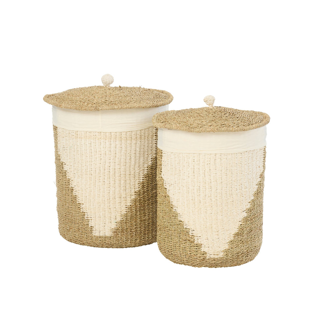 Set de 2 cestas + tapa de papel blanco/natural J-Line