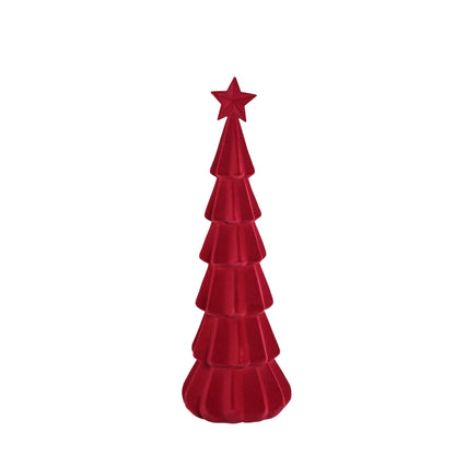 Set Van 2 Yule Kerstbomen Gelaagd Fluweel Bordeaux van PTMD, Yule Kerstboom Gelaagd Small uit de set los op witte achtergrond
