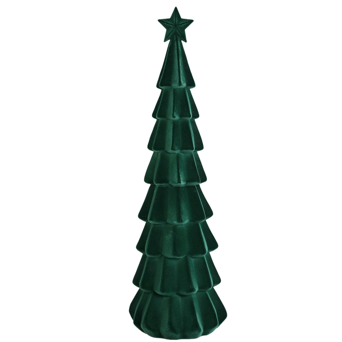 Set Van 2 Yule Kerstbomen Gelaagd Fluweel Donkergroen van PTMD, Yule Kerstboom Gelaagd Large uit de set los