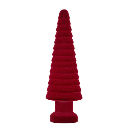 Set Van 3 Alezay Kerstbomen Glas Geribbeld Bordeaux van PTMD, Alezay Kerstboom Large uit de set los op witte achtergrond