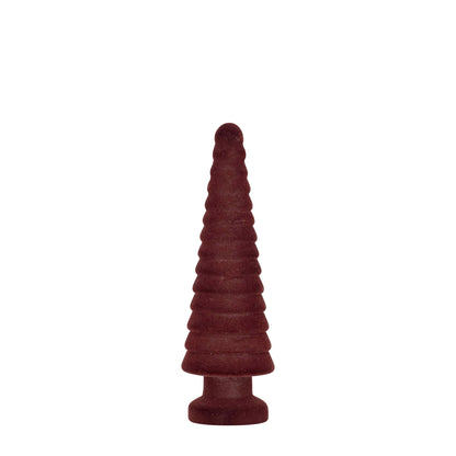 Set Van 3 Alezay Kerstbomen Glas Geribbeld Donkerbruin van PTMD, Alezay Kerstboom Medium uit de set los op witte achtergrond