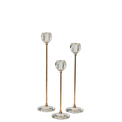 Juego de 3 candelabros de cristal transparente J-Line