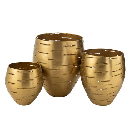 Juego de 3 portavelas de metal dorado J-Line