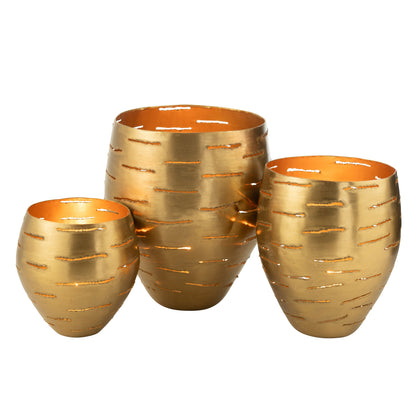 Juego de 3 portavelas de metal dorado J-Line
