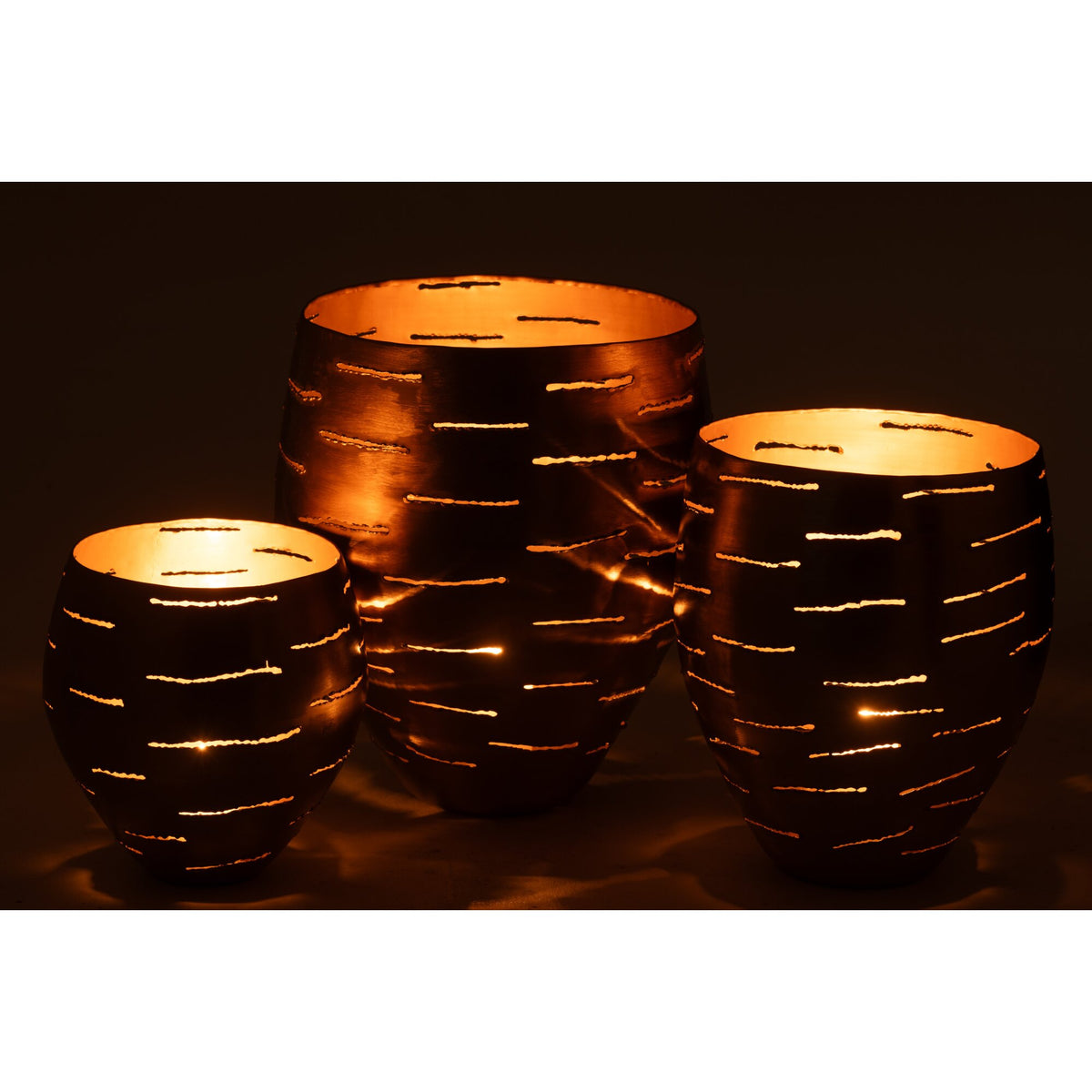 Juego de 3 portavelas de metal dorado J-Line