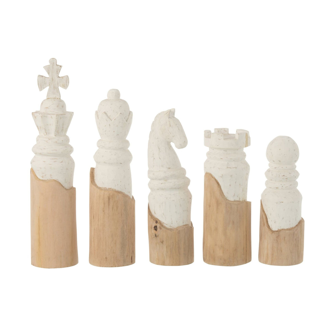 Juego de 5 piezas de ajedrez de madera de mango blanco/natural J-Line