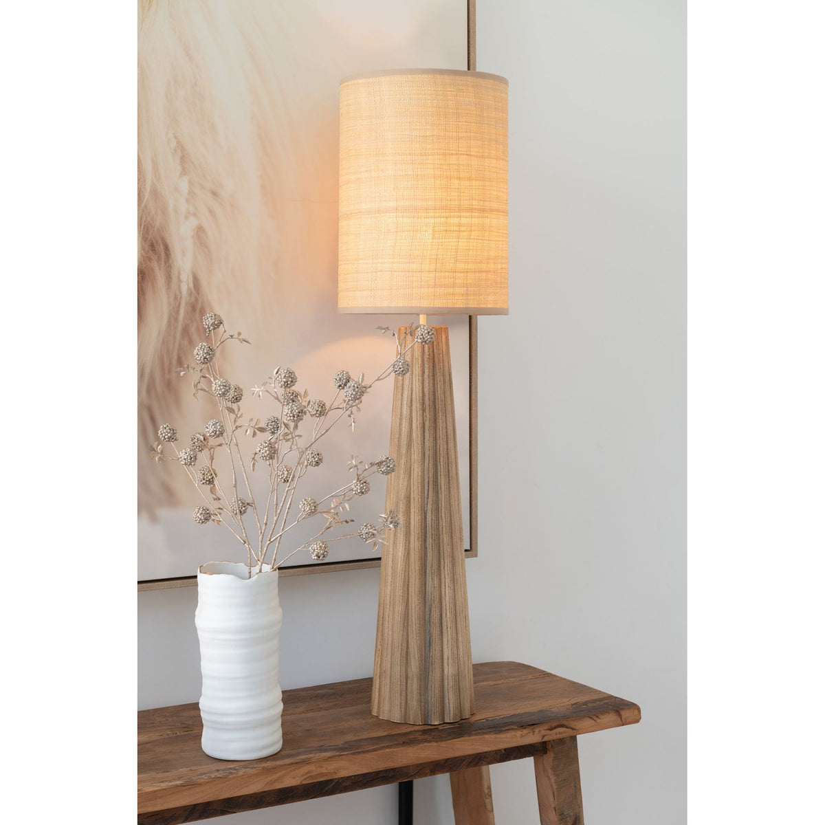 Mesa auxiliar cuadrada de madera reciclada natural J-Line