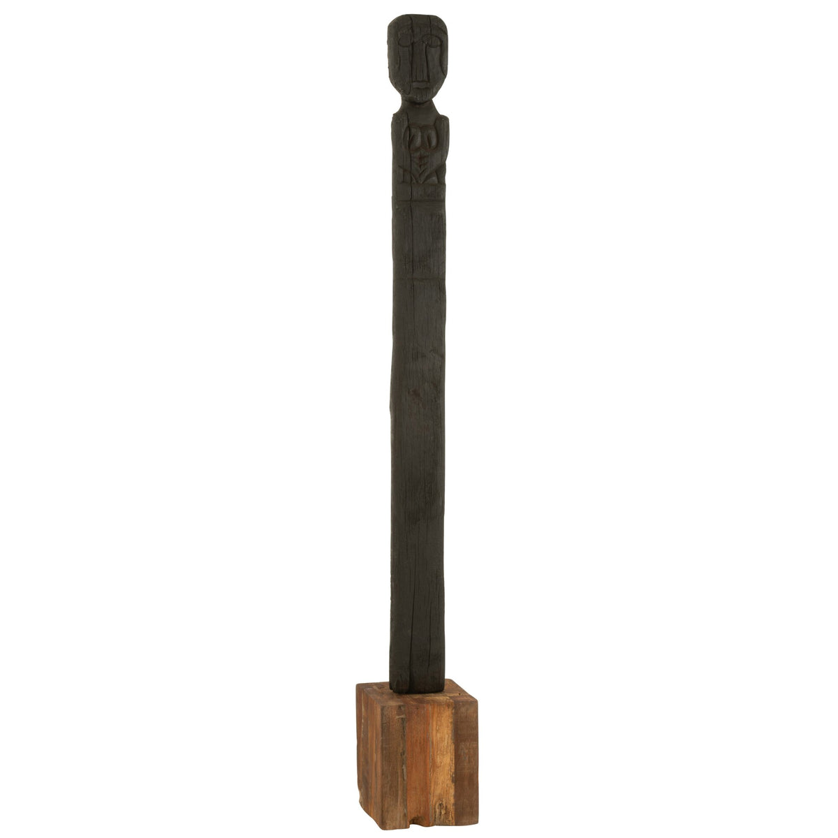 Estatua Kuru Madera Reciclada Negro/Natural H160cm J-Line