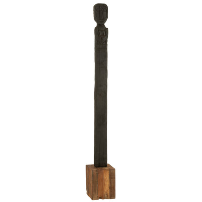 Estatua Kuru Madera Reciclada Negro/Natural H160cm J-Line