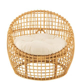 Stoel Lise + Kussen 1 Persoon Rotan/Textiel Naturel/Wit J-Line