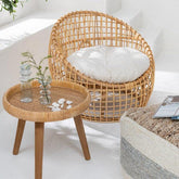 Stoel Lise + Kussen 1 Persoon Rotan/Textiel Naturel/Wit J-Line