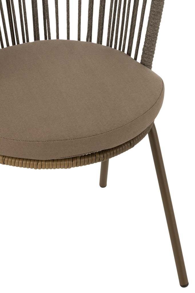 Stoel Toa Metaal/Touw Bruin - Terrasstoel - J-Line - livinglovely.nl