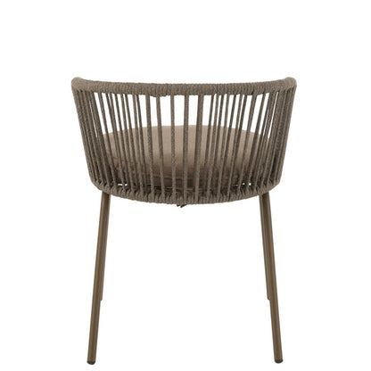 Stoel Toa Metaal/Touw Bruin - Terrasstoel - J-Line - livinglovely.nl