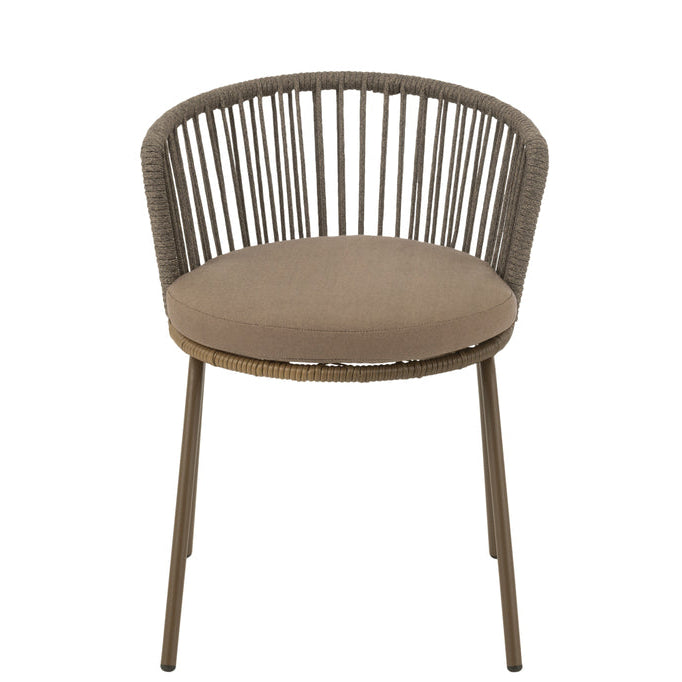 Stoel Toa Metaal/Touw Bruin - Terrasstoel - J-Line - livinglovely.nl
