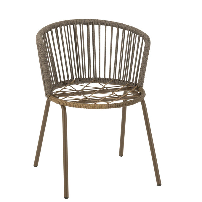Stoel Toa Metaal/Touw Bruin - Terrasstoel - J-Line - livinglovely.nl