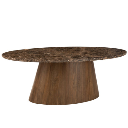 Mesa Ovalada Mármol/Madera de Mango Marrón J-Line