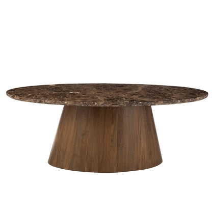 Mesa Ovalada Mármol/Madera de Mango Marrón J-Line