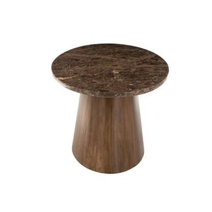 Mesa Ovalada Mármol/Madera de Mango Marrón J-Line