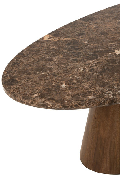 Mesa Ovalada Mármol/Madera de Mango Marrón J-Line