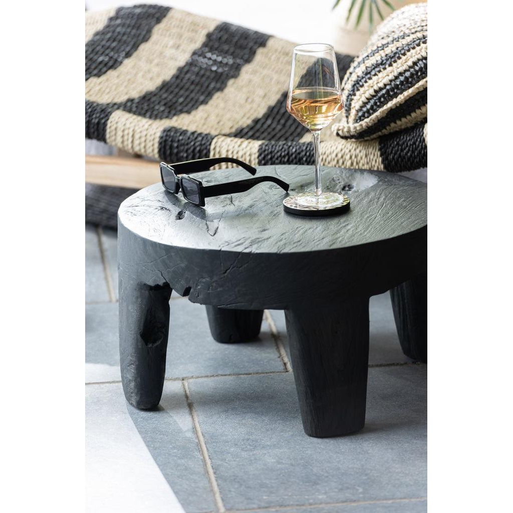Tafel Rond Teak Hout Zwart Set van 2