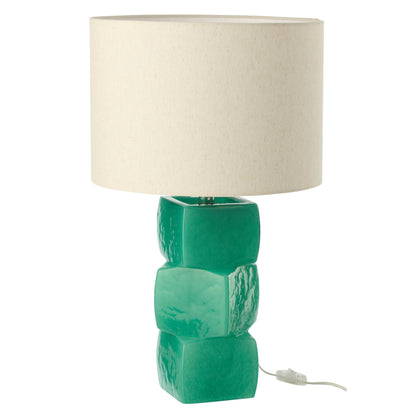 Lámpara de mesa 3 cubos de vidrio verde oscuro J-Line