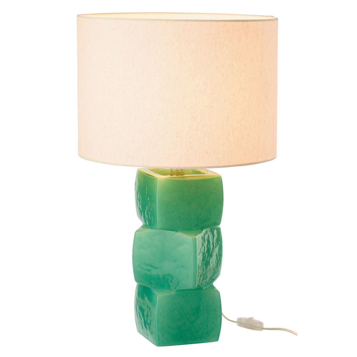 Lámpara de mesa 3 cubos de vidrio verde oscuro J-Line