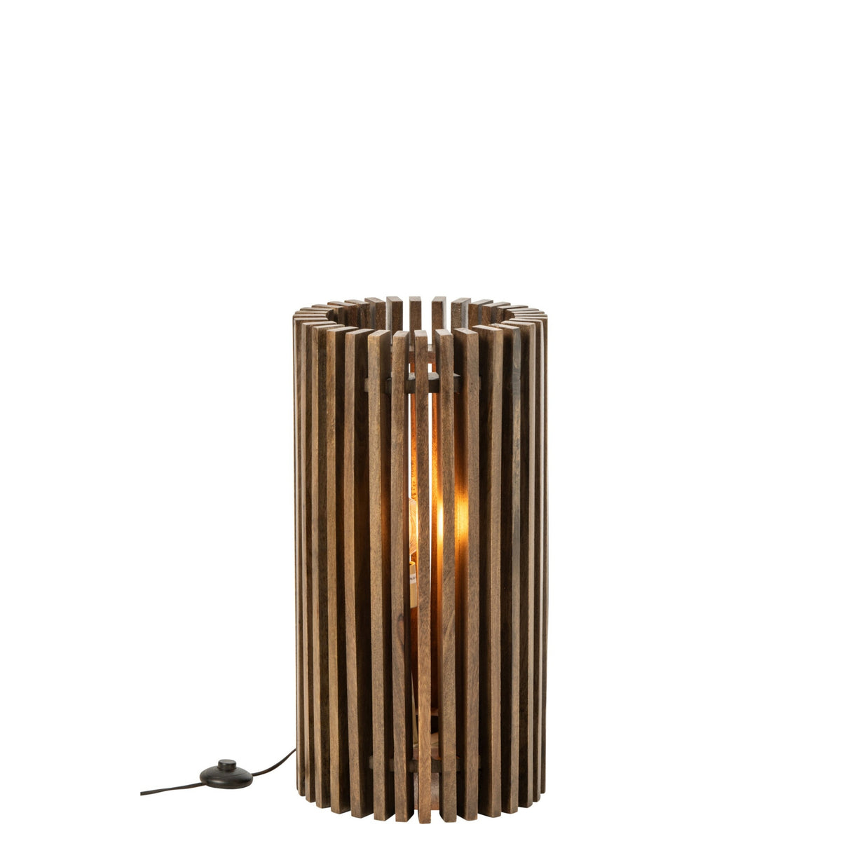 Lámpara de mesa de madera de mango acanalada marrón oscuro J-Line