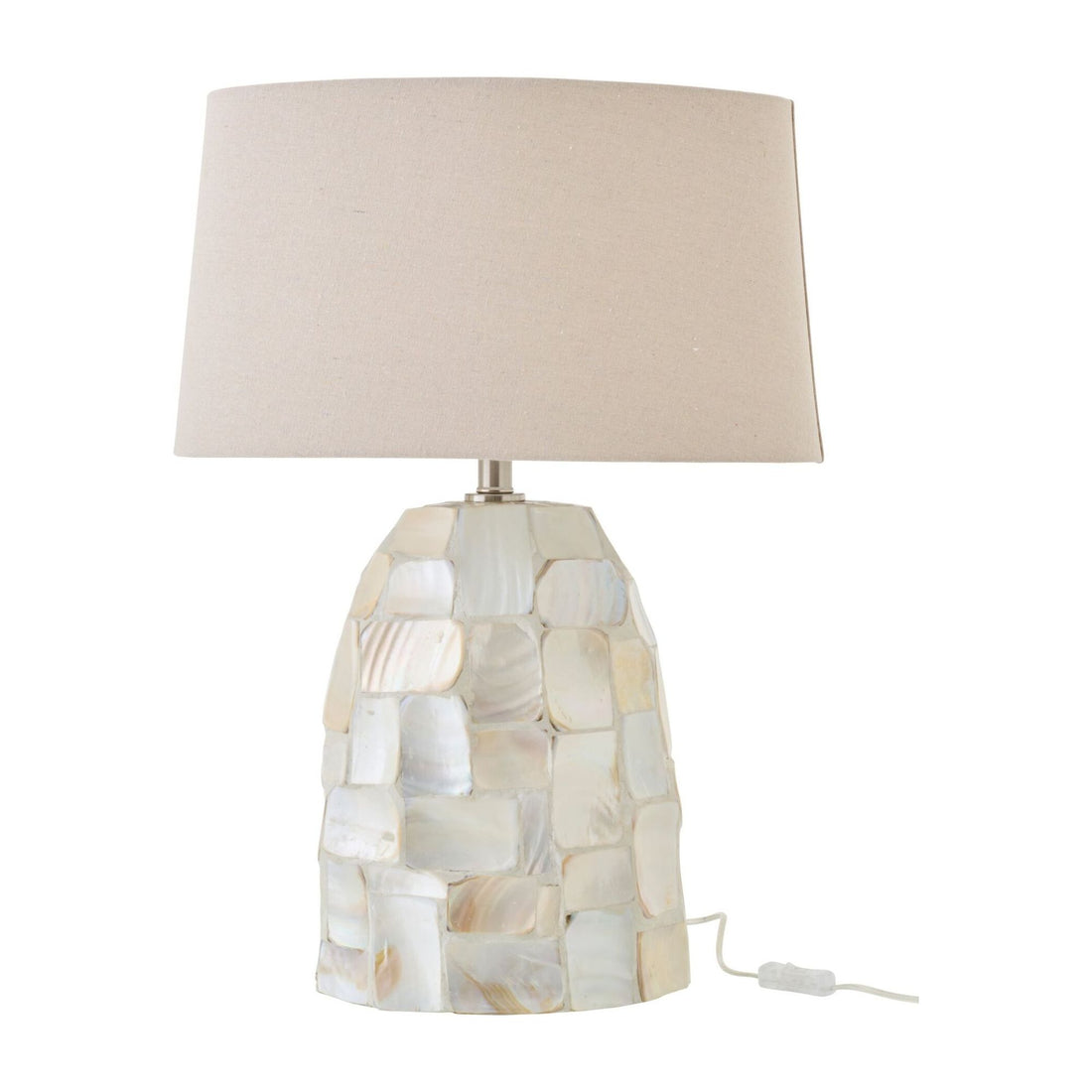Lámpara de mesa Efecto Perla Concha Blanco Roto/Beige Claro J-Line