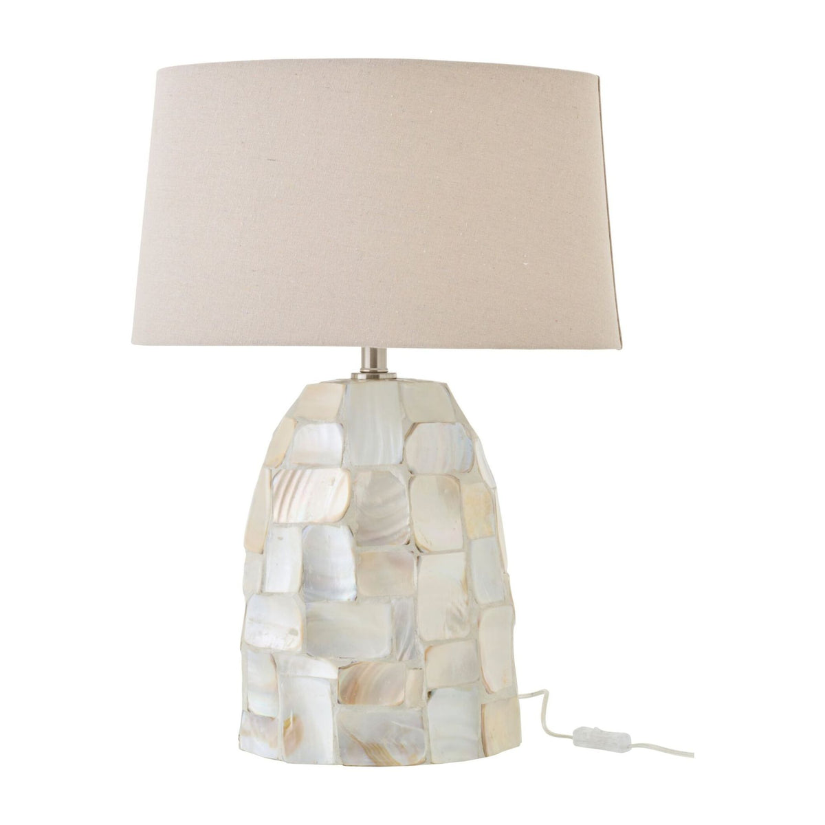 Lámpara de mesa Efecto Perla Concha Blanco Roto/Beige Claro J-Line