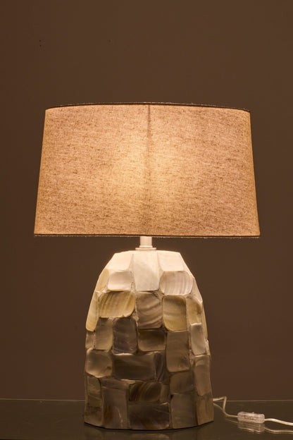 Lámpara de mesa Efecto Perla Concha Blanco Roto/Beige Claro J-Line