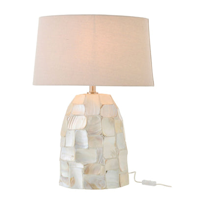 Lámpara de mesa Efecto Perla Concha Blanco Roto/Beige Claro J-Line