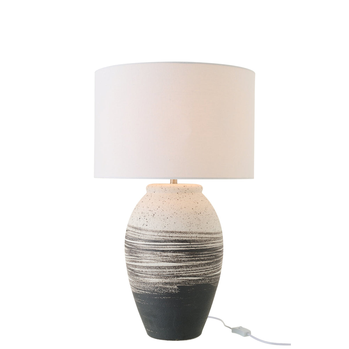 Zwart en beige tafellamp van J-Line met E27 fitting en stoffen kap