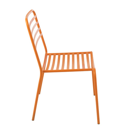 Silla de jardín de metal a rayas naranja J-Line