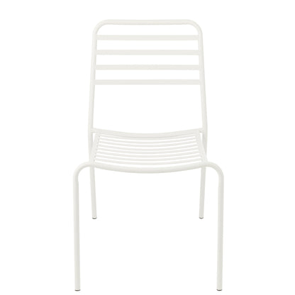Silla de jardín de metal a rayas blanca J-Line
