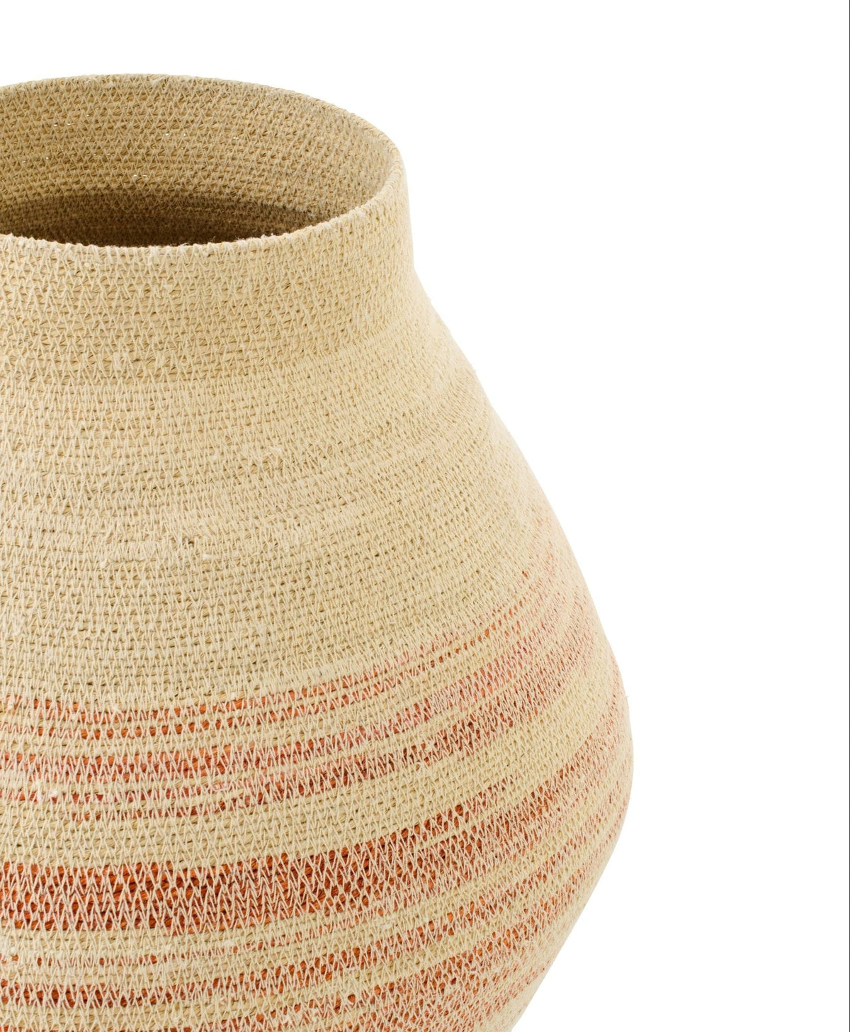 Cesta de hierba marina a rayas natural/naranja oscuro J-Line