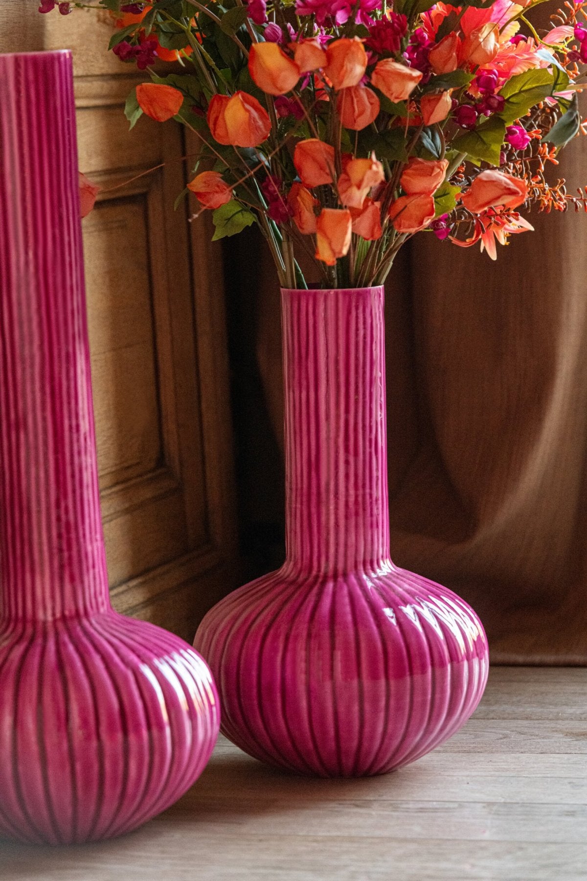 Jarrón de hierro fucsia grande J-Line