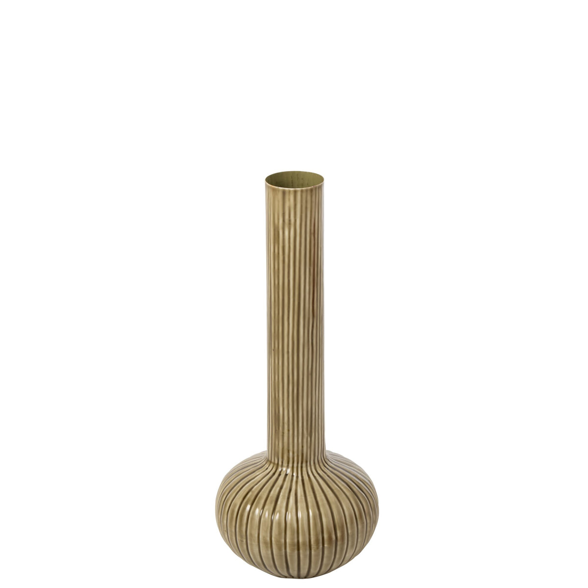 Jarrón de hierro verde oliva grande J-Line
