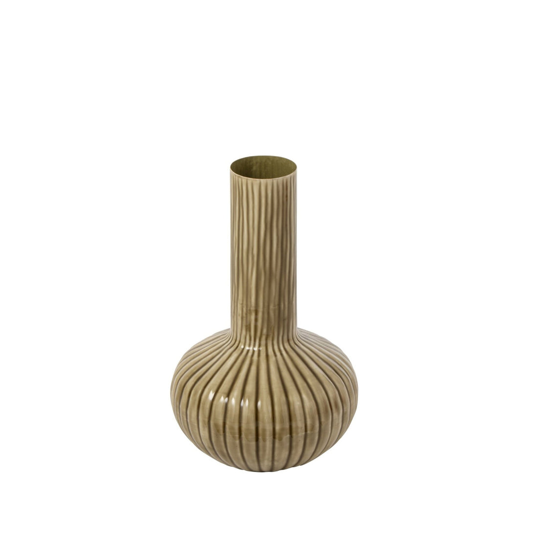 Jarrón de hierro verde oliva pequeño J-Line