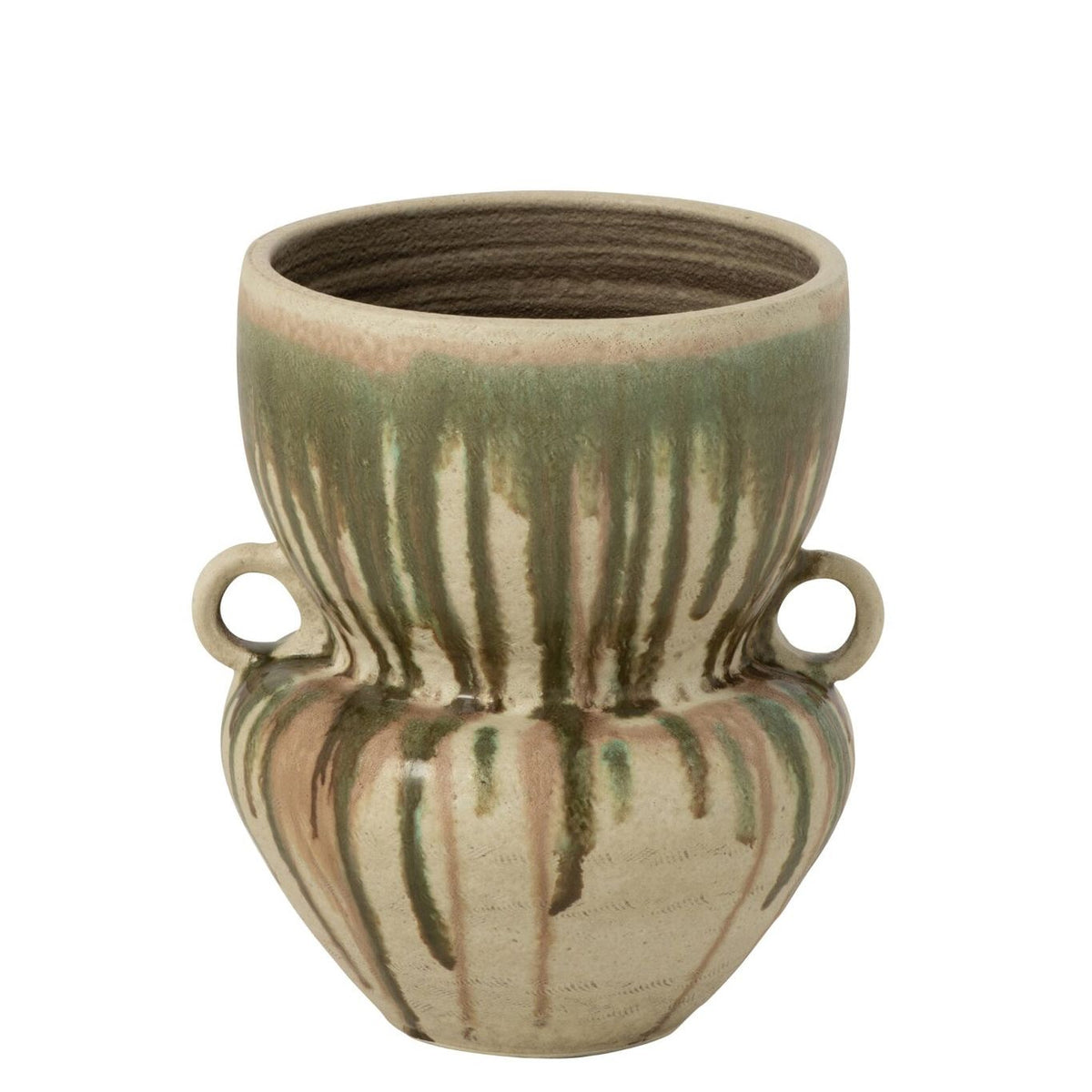 Jarrón de cerámica verde oliva/beige claro J-Line