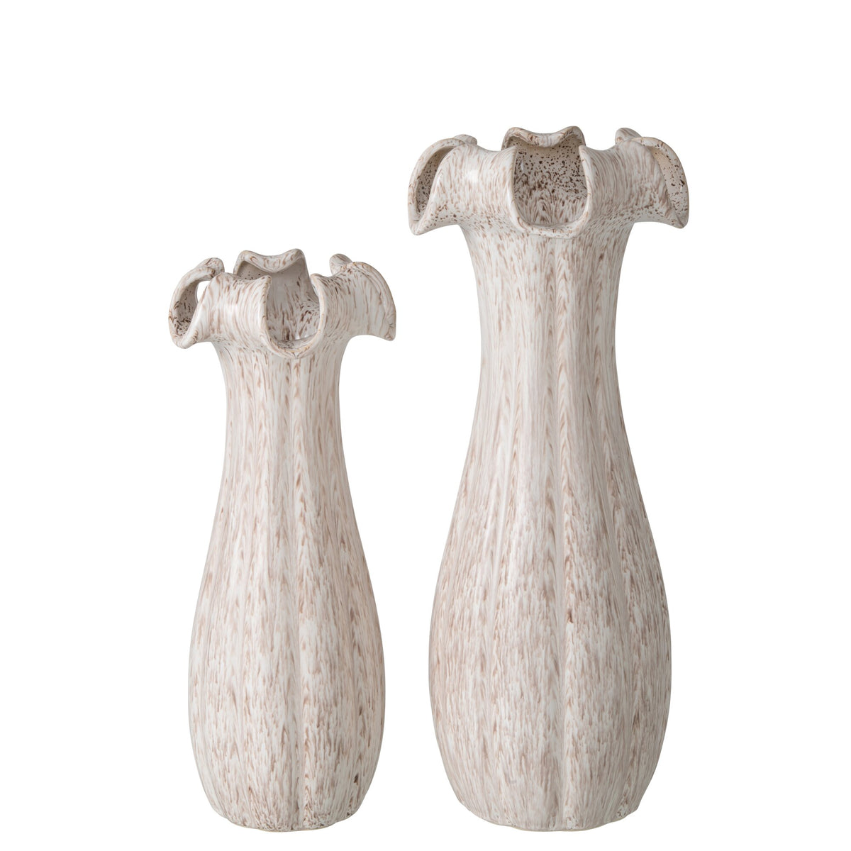 Jarrón de cerámica esmaltada beige grande J-Line