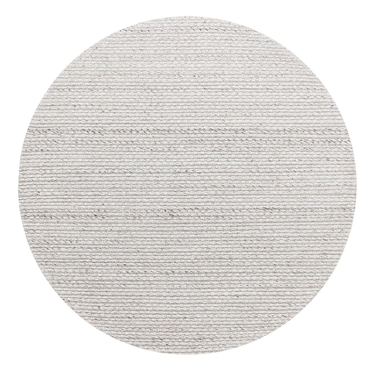 Rond vloerkleed Nirvana van MUST Living in grijze wol en polyester met een doorsnede van 150 cm