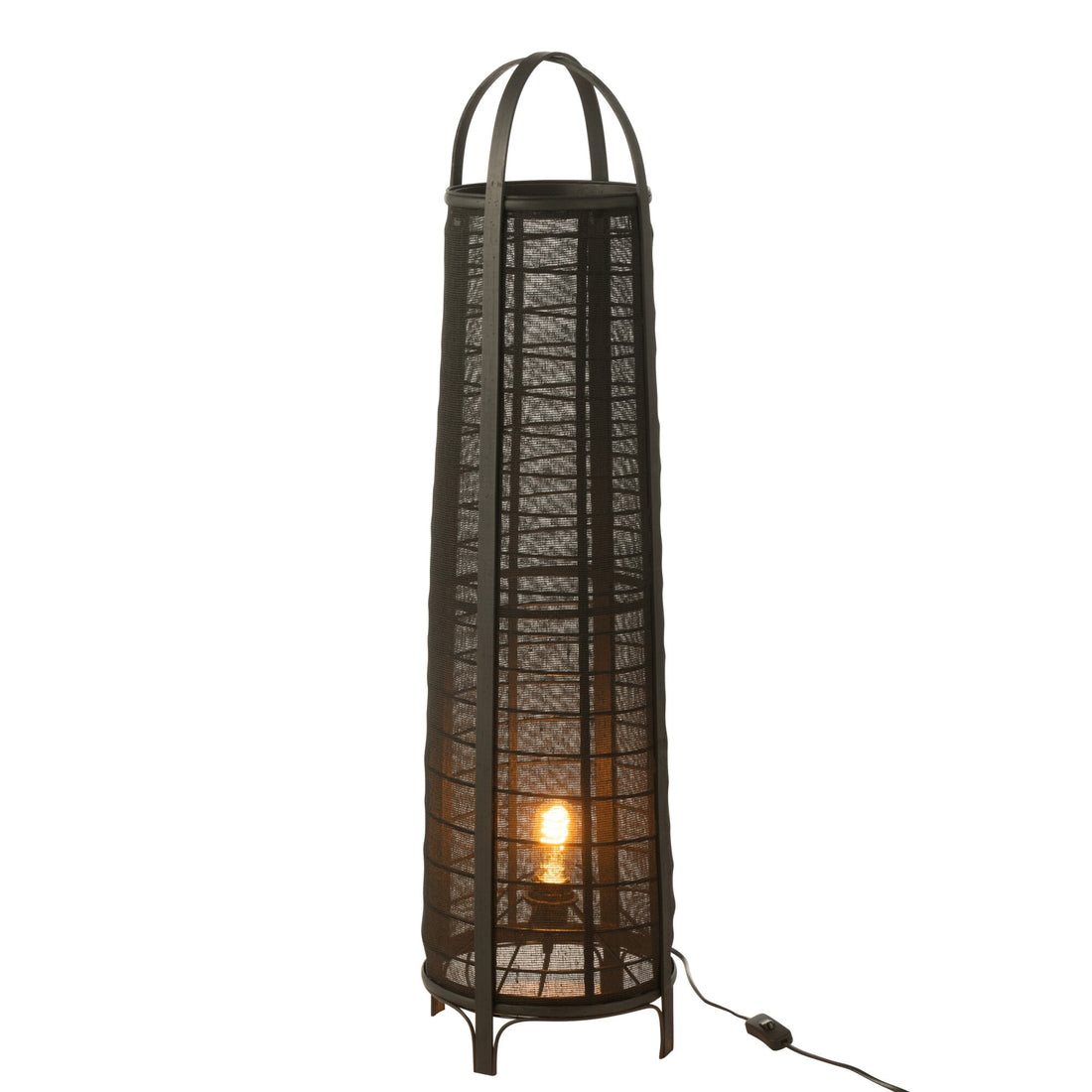 Lámpara de pie Don Algodón Bambú Negro H 100cm J-Line