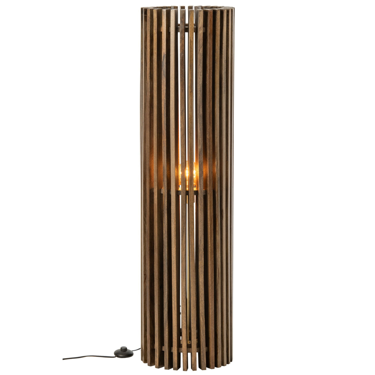 Lámpara de pie acanalada de madera de mango marrón oscuro J-Line