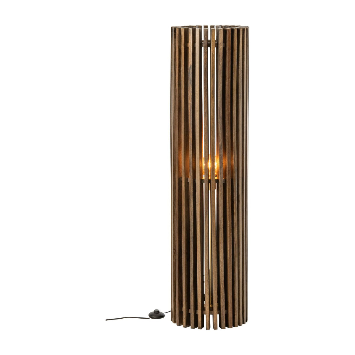 Lámpara de pie acanalada de madera de mango marrón oscuro J-Line
