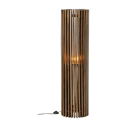 Lámpara de pie acanalada de madera de mango marrón oscuro J-Line