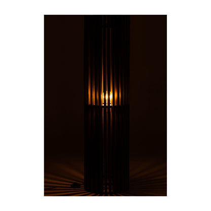 Lámpara de pie acanalada de madera de mango marrón oscuro J-Line
