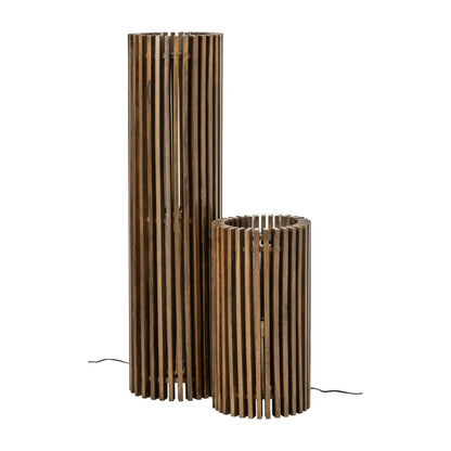 Lámpara de pie acanalada de madera de mango marrón oscuro J-Line